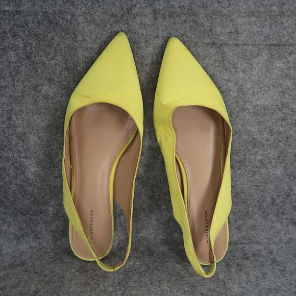 14th & Union Shoes Womens 9 Flats Slingback Pointed Toe Stretch Yellow Sandal - Picture 6 of 12